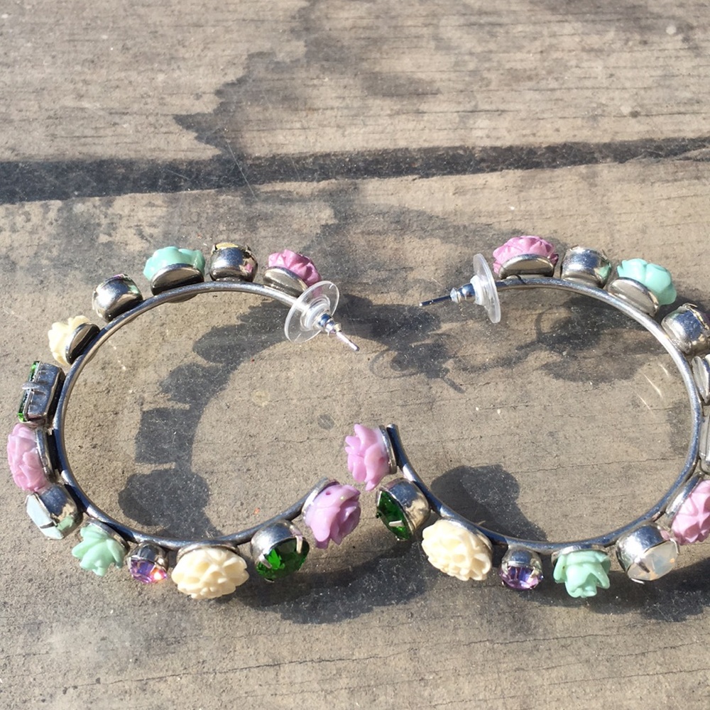 Dannijo Hoop Rose Earrings